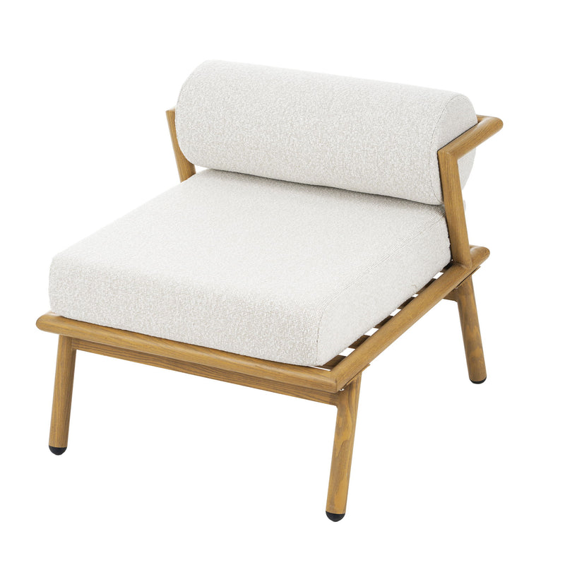 La Fiora - Outdoor Patio Iron Club Chair (Set of 2) - Off White / Teak - R&R Furniture Gallery (Fountain Valley, CA)