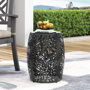 Modern Noble House metal end table with a large round tabletop and sleek metal legs, ideal for living room or bedroom decor.