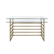 Shona - Writing Desk - Clear Glass Top & Antique Gold - R&R Furniture Gallery (Fountain Valley, CA)
