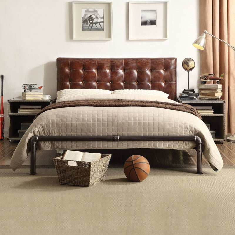 Brancaster - Queen Bed - Vintage Brown Top Grain Leather - R&R Furniture Gallery (Fountain Valley, CA)