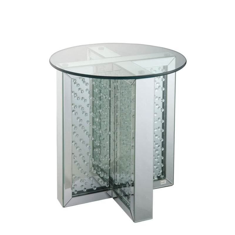Nysa - 23" End Table - Mirrored & Faux Crystals - R&R Furniture Gallery (Fountain Valley, CA)