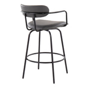 Lumi Source Demi contemporary fixed height counter stools with swivel and round footrest, set of 2, featuring modern design.