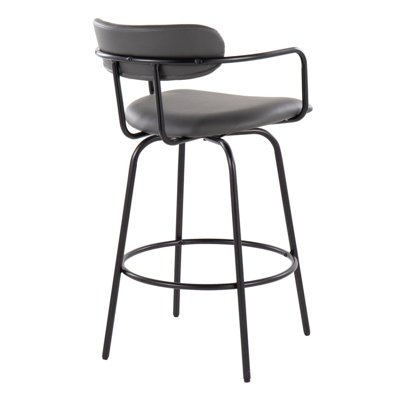 Lumi Source Demi contemporary fixed height counter stools with swivel and round footrest, set of 2, featuring modern design.