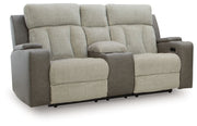 WhipLash - Power Reclining Loveseat With Console / Adj Headrest - Sisal - R&R Furniture Gallery (Fountain Valley, CA)