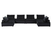 Lilola Home Anna stylish stationary sectional sofa with matching ottoman, featuring modern design and plush upholstery.