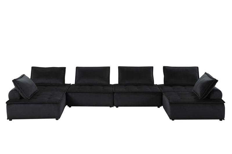 Lilola Home Anna stylish stationary sectional sofa with matching ottoman, featuring modern design and plush upholstery.
