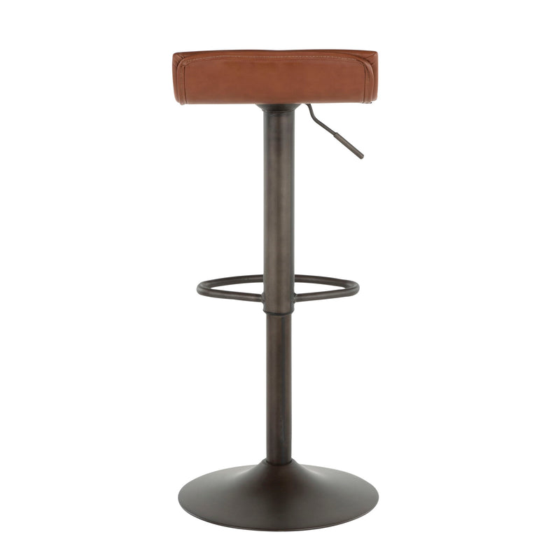Set of two Lumi Source industrial-style Ale barstools with metal frames and wooden seats, showcasing modern, rustic design.
