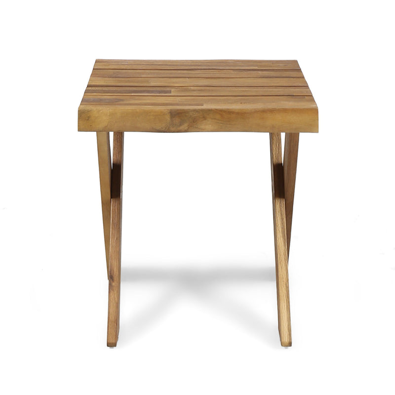 Passion - Outdoor Side Table With Cross Base And Slatted Top - Teak - R&R Furniture Gallery (Fountain Valley, CA)