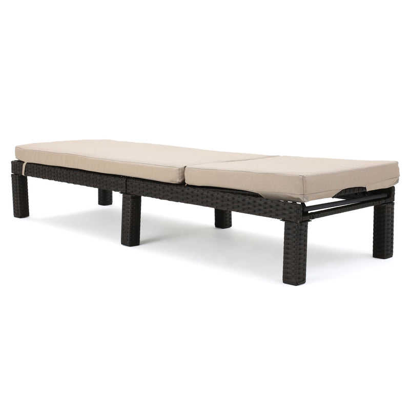 Puerta - Chaise Lounge Frame Cushion Outdoor Wicker Iron - Beige / Dark Brown - R&R Furniture Gallery (Fountain Valley, CA)
