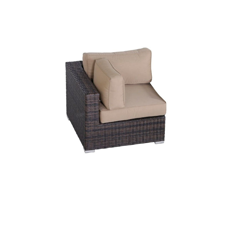 Outdoor 33" Wide Corner Wedge With Cushions - Beige / Brown - R&R Furniture Gallery (Fountain Valley, CA)