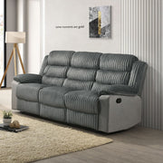 Lesley - Motion Sofa - Gray Corduroy & Velvet - R&R Furniture Gallery (Fountain Valley, CA)