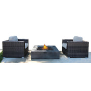 Rattan Wicker Patio Set With Cushions And Concrete Fire Pit - R&R Furniture Gallery (Fountain Valley, CA)