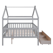DreamHaus house bed with built-in storage drawers, featuring a cozy design and a sturdy wooden frame for kids' bedrooms.