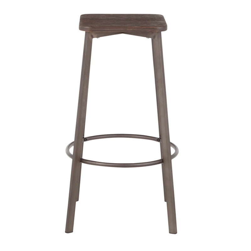 Set of two Lumi Source Clara industrial square barstools in espresso finish, featuring modern design and sturdy metal legs.
