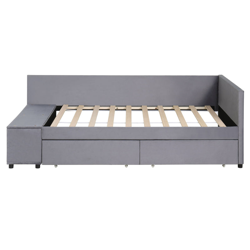 L Shaped Upholstered Platform Bed With Storage And Drawers - R&R Furniture Gallery (Fountain Valley, CA)