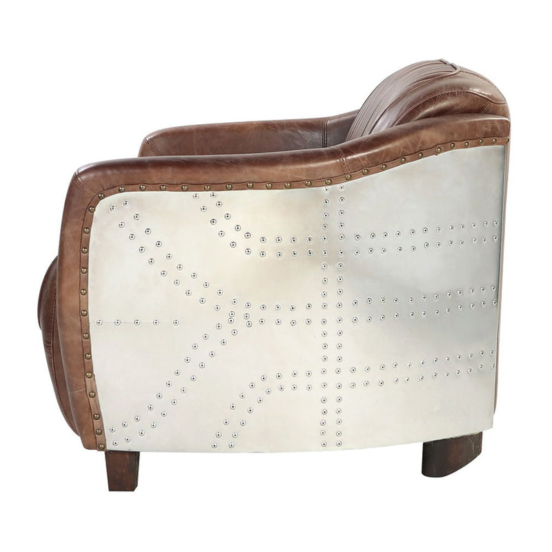 Brancaster - Loveseat - Retro Brown Top Grain Leather & Aluminum - R&R Furniture Gallery (Fountain Valley, CA)