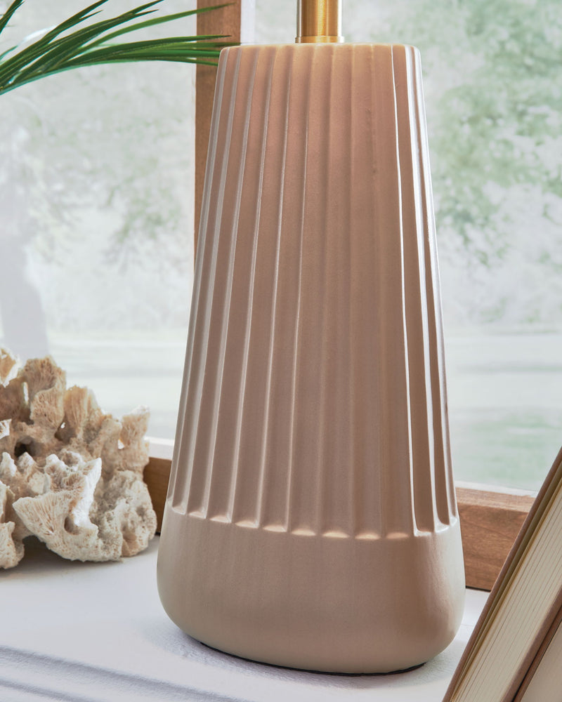 Dellner - Ceramic Table Lamp - Mocha - R&R Furniture Gallery (Fountain Valley, CA)