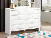 Glory Furniture Marilla dresser with multiple drawers and a sleek wood finish, perfect for bedroom storage.