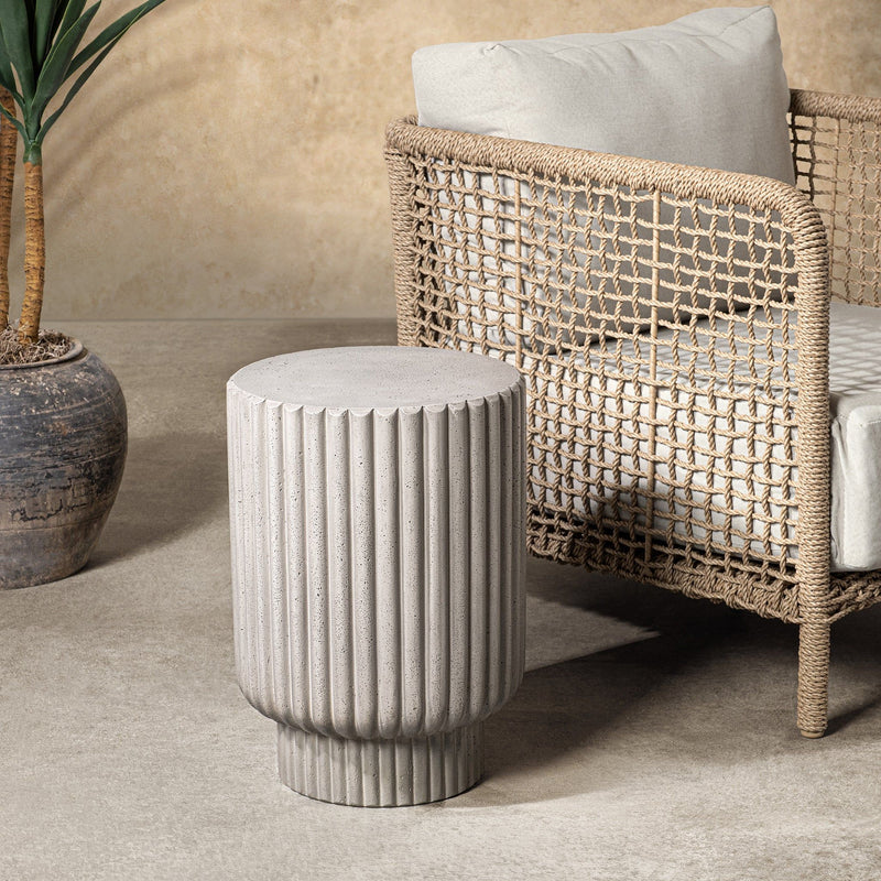 Givens - Outdoor Accent Table - Light Gray - R&R Furniture Gallery (Fountain Valley, CA)