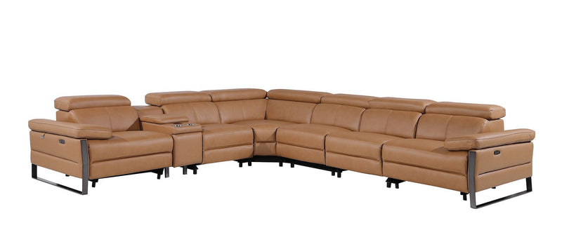 1246 - 7-Piece L-Shaped Modular Power Reclining Sectional With 4 Power Recliners And Power Headrests