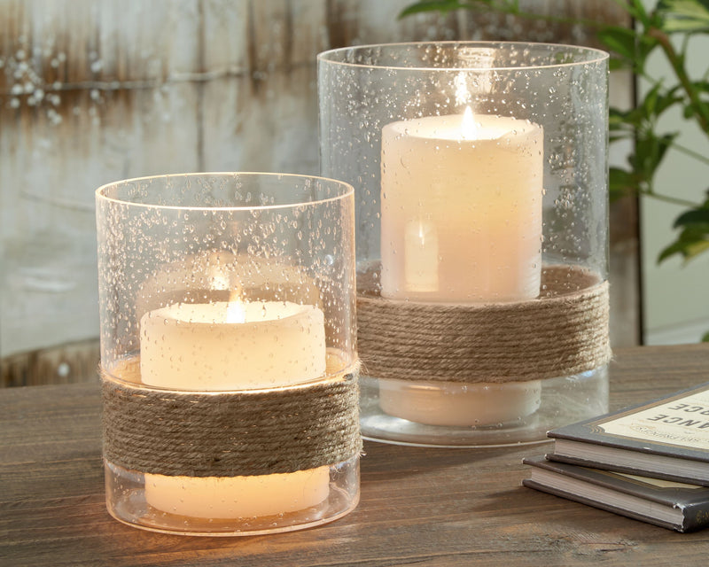 Eudocia - Candle Holder Set (Set of 2) - Clear - R&R Furniture Gallery (Fountain Valley, CA)