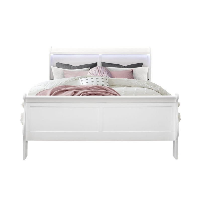 Charlston - Modern Sleigh Design Bed With LED - R&R Furniture Gallery (Fountain Valley, CA)