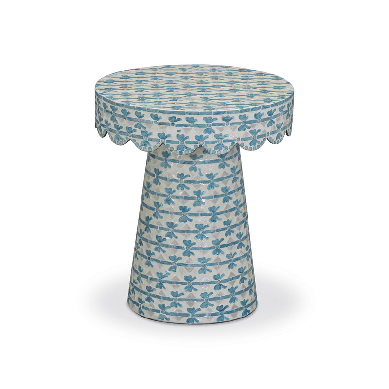 Lady - Capiz Shell Round Side Table - Blue Ribbon - R&R Furniture Gallery (Fountain Valley, CA)