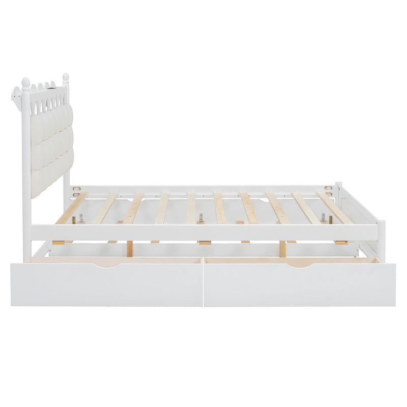 Storage Platform Bed, With 2 Big Drawers, Trundle, One Set Of Sockets & USB Ports - R&R Furniture Gallery (Fountain Valley, CA)