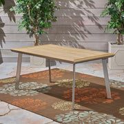 Outdoor Dining Table With Eucalyptus Wood Topped - Silver - R&R Furniture Gallery (Fountain Valley, CA)