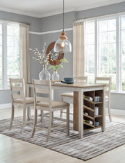 Skempton - Rectangular Counter Table With Storage - White - R&R Furniture Gallery (Fountain Valley, CA)
