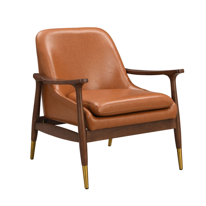 Mid - Century Accent Chair With Cushioned Seat, Brass Tipped Legs - R&R Furniture Gallery (Fountain Valley, CA)