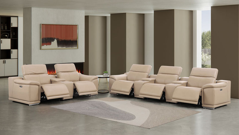 2679 - Power Reclining Sofa And Loveseat In Genuine Leather (5 Recliners With Power Headrests & 3 Consoles)