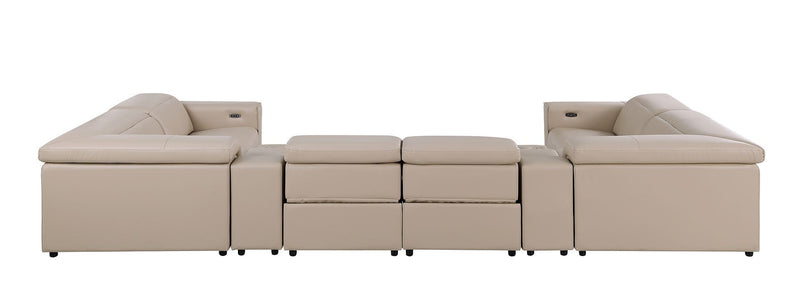 1208 - 8 Piece U Shaped Leather Sectional With 4 Power Recliners & Power Headrests