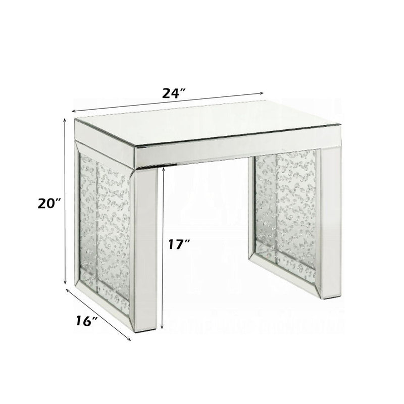 Nysa - 20" Accent Table - Mirrored & Faux Crystals Inlay - R&R Furniture Gallery (Fountain Valley, CA)