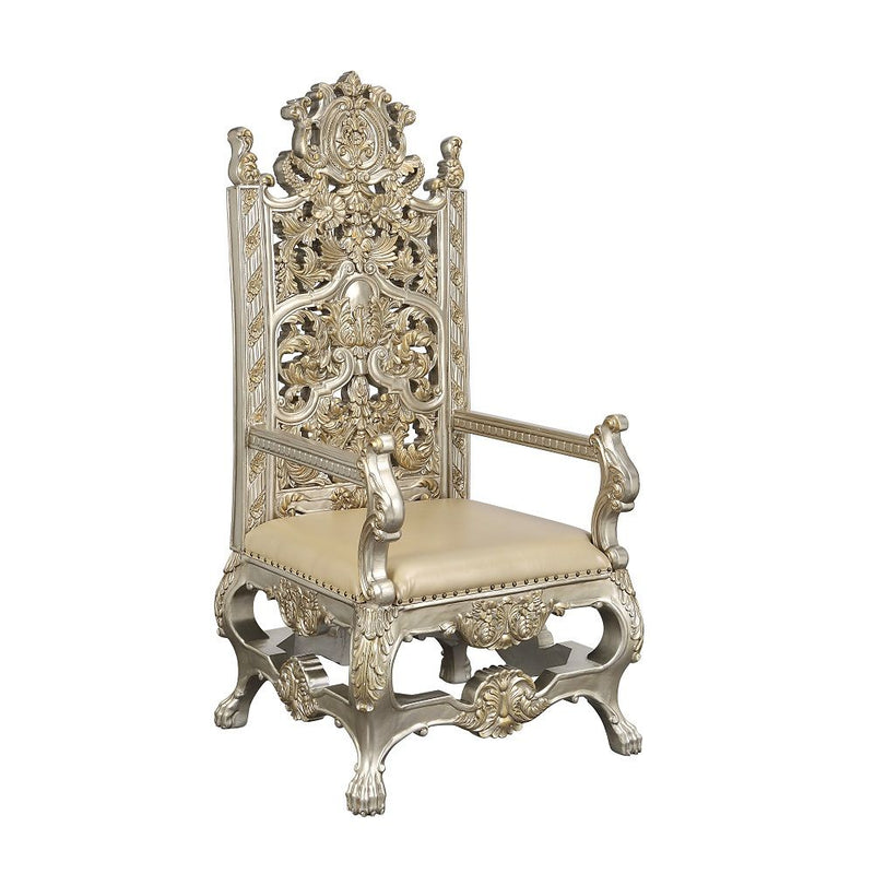 Danae - Arm Chair (Set of 2) - Synthetic Leather , Champagne & Gold - R&R Furniture Gallery (Fountain Valley, CA)