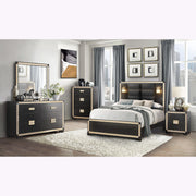 Lively - Nightstand With Glitter Detail And Thick Bar Handle Hardware - Black - R&R Furniture Gallery (Fountain Valley, CA)