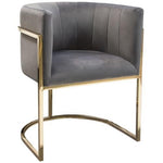Pandora Dining Chair in Grey Velvet with Polished Gold Frame