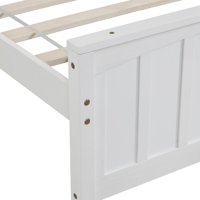 DreamHaus platform trundle bed with clean lines, showcasing a modern design and sturdy wooden frame in a cozy bedroom setting.