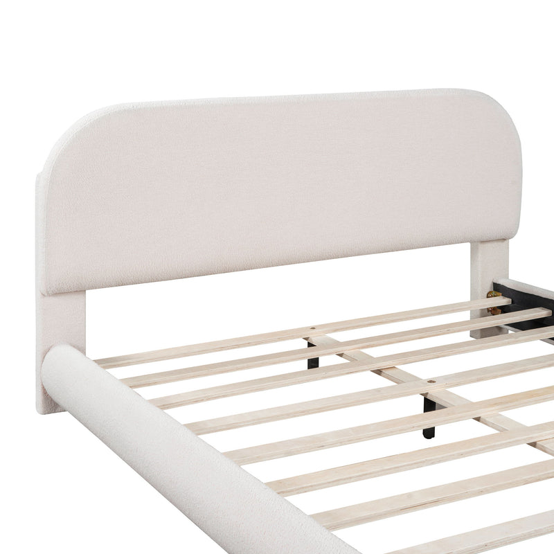 Upholstered Platform Bed With Thick Solid Frame And Stylish Curve-Shaped Design - R&R Furniture Gallery (Fountain Valley, CA)