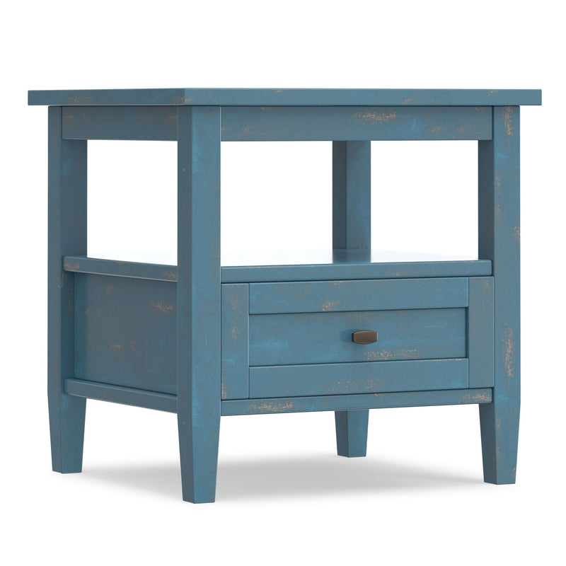 Handcrafted Warm Shaker coffee table by Simpli-Home with a smooth wooden surface and sturdy legs, ideal for living room decor.