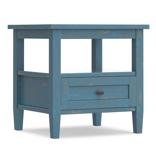 Handcrafted Warm Shaker coffee table by Simpli-Home with a smooth wooden surface and sturdy legs, ideal for living room decor.