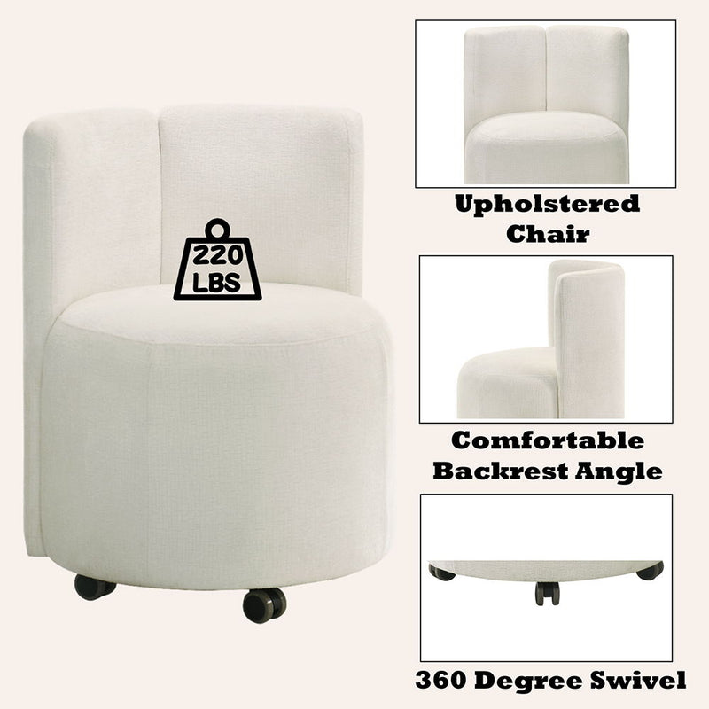 Blayde - Side Chair With Swivel (Set of 2) - White Chenille Fabric - R&R Furniture Gallery (Fountain Valley, CA)