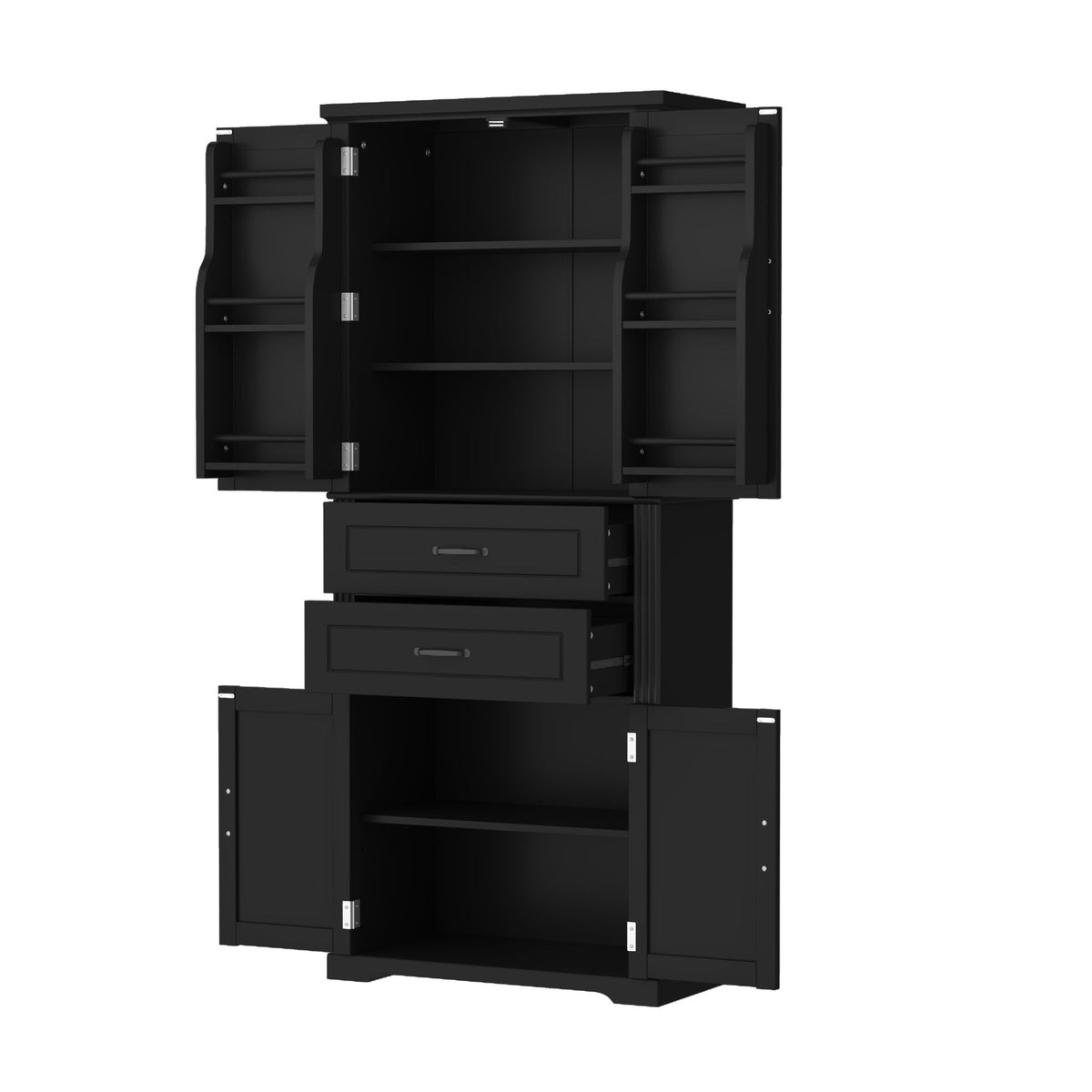 Storage Cabinet With Adjustable Shelves, 2 Drawers, Doors
