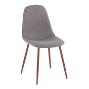 Set of two Pebble contemporary upholstered dining and accent chairs with walnut legs from Lumi Source, showcasing modern design and comfort.