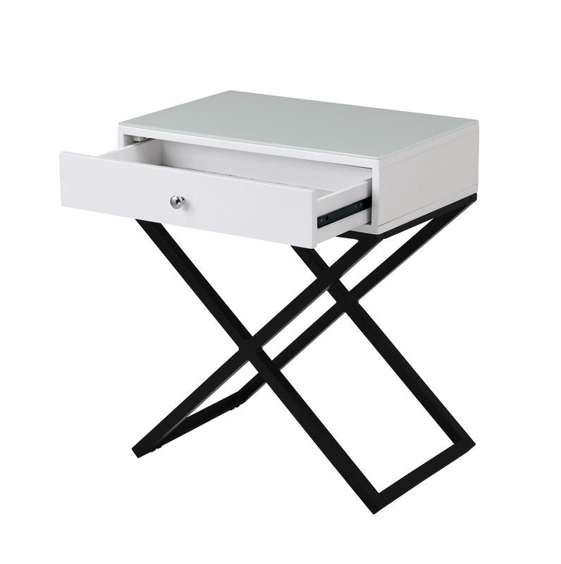 Koda - End Side Table Nightstand, Drawer And Cross Base - R&R Furniture Gallery (Fountain Valley, CA)