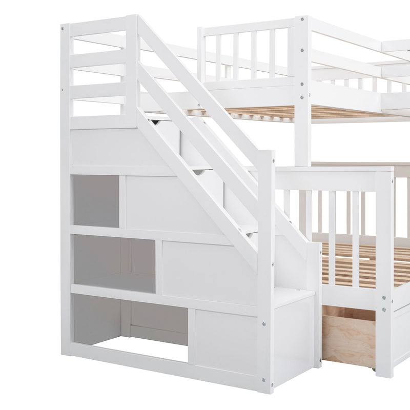 L Shaped Bunk Bed With 3 Drawers, Portable Desk And Wardrobe - R&R Furniture Gallery (Fountain Valley, CA)