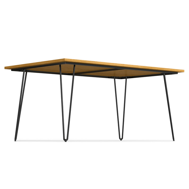 Simpli-Home Hunter square tabletop dining table with wooden finish and sturdy legs, ideal for modern dining spaces.