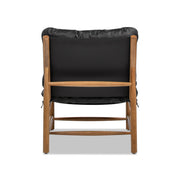 Oxford Leather Mid-Century Modern Accent Chair - Noir Black - R&R Furniture Gallery (Fountain Valley, CA)