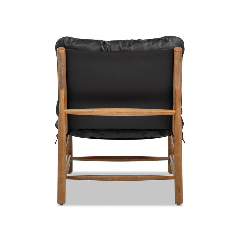 Oxford Leather Mid-Century Modern Accent Chair - Noir Black - R&R Furniture Gallery (Fountain Valley, CA)