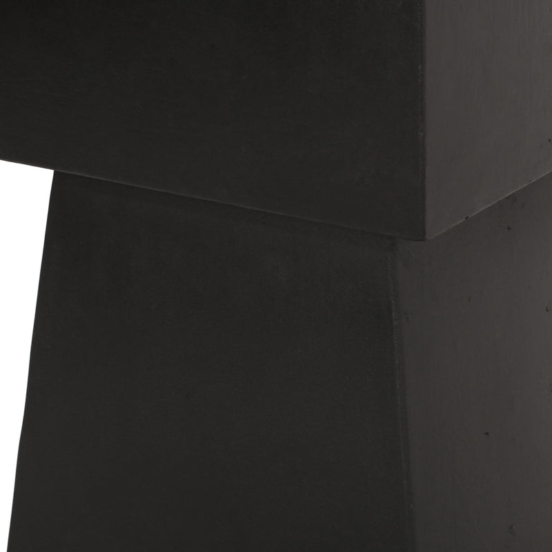 Black outdoor side table from Noble House, patio end table with a sleek design, ideal for outdoor seating areas.